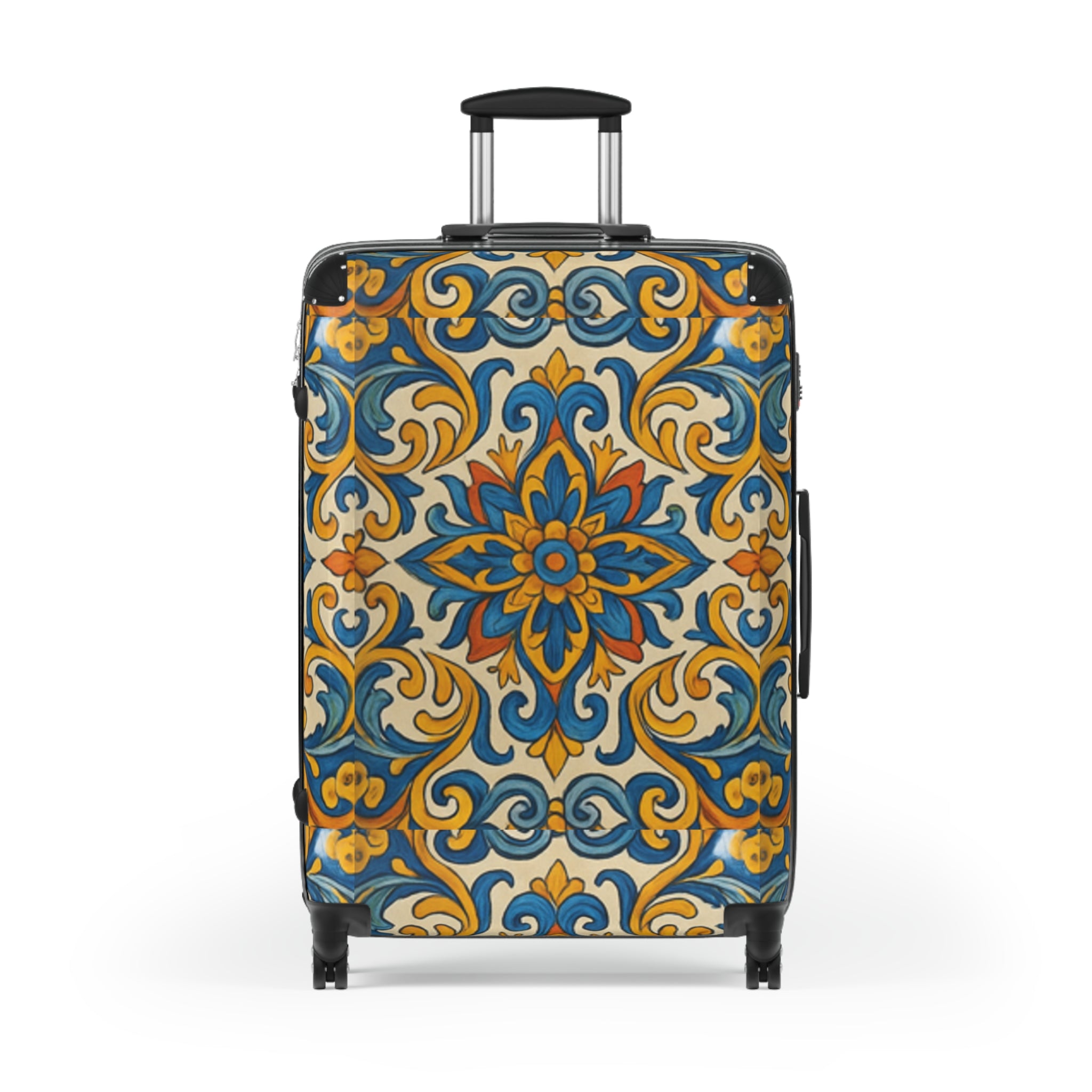 Colorful Travel Suitcase with Italian Ceramics Design by Rosetta Creative Boutique, Luggage for Travel, Vacation Bag, Gift for Travelers, Stylish Carry-On - Rosetta Creative Boutique